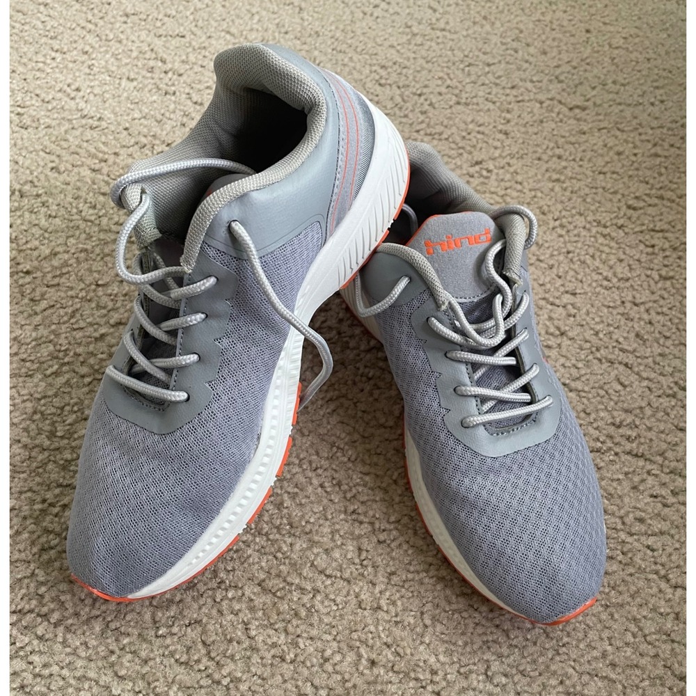 Hind HW Alert Running Shoes Womens 8 Grey Orange Excellent Mesh Athletic Sneaker